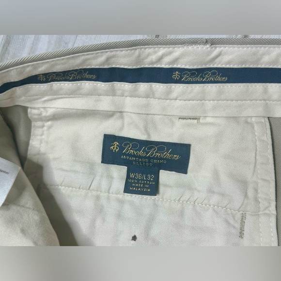 Brooks Brothers Pants Mens 36x32 Cream Advantage Chino Trousers - Picture 7 of 10